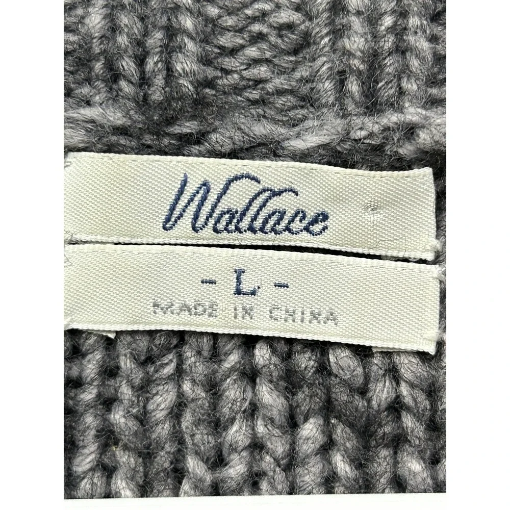 Wallace J. Crew Sweater Womens Large Gray Chunky Wool Blend Marled Knit